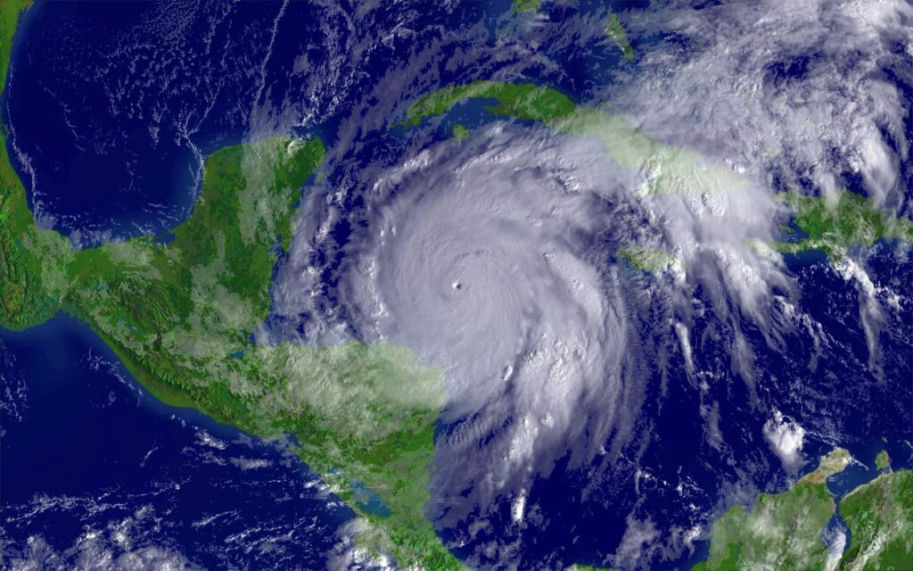 Satellite image of a tropical cyclone over the Caribbean